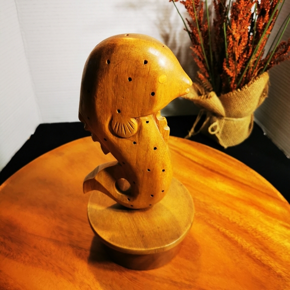 Vintage Wooden Lazy Susan Carved Fish Serving Tray Monkeypod - Picture 6 of 17